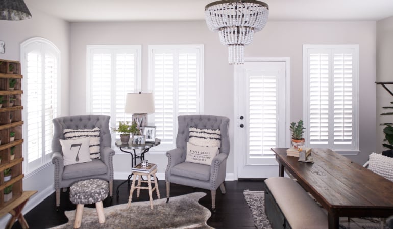 Plantation shutters in a Sacramento living room